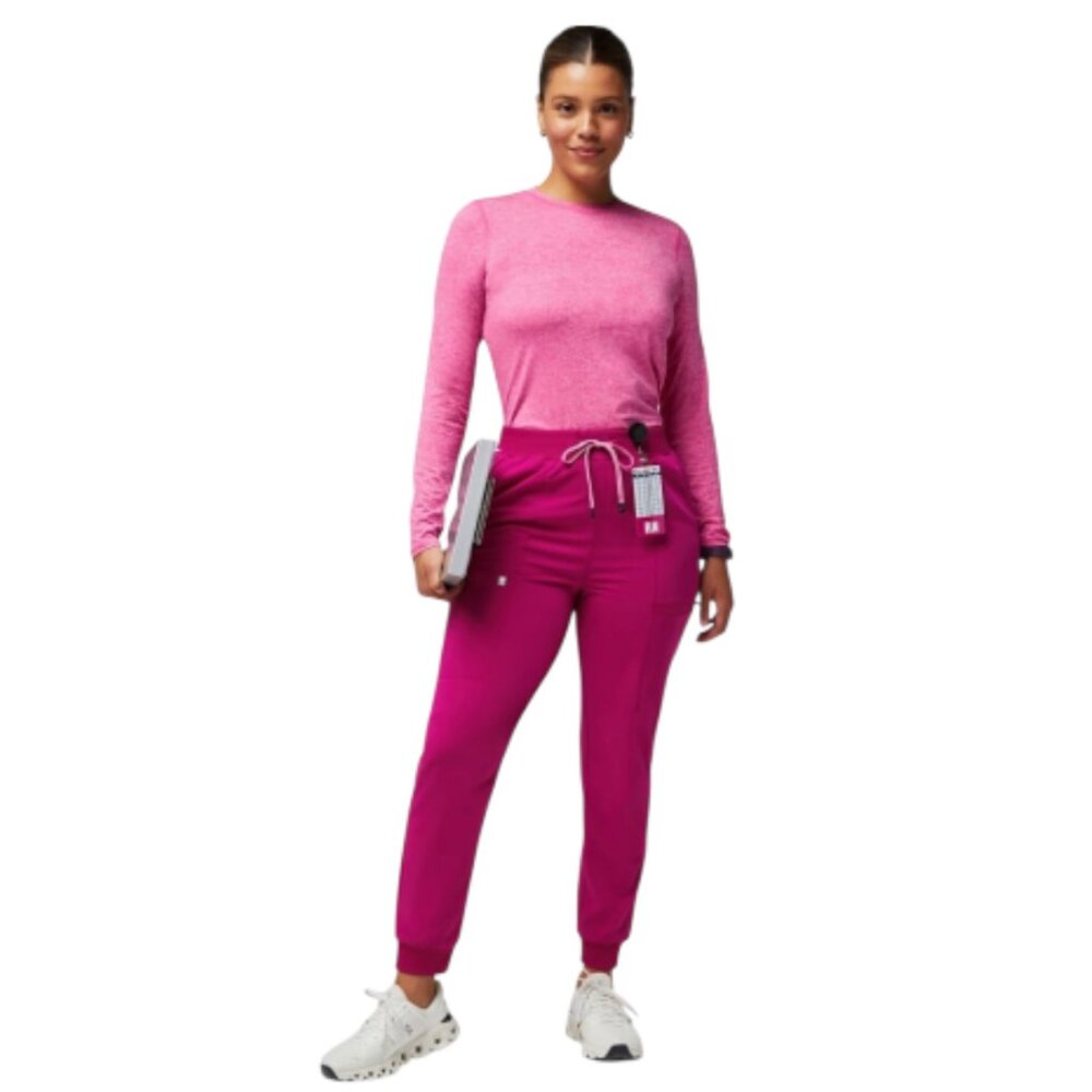 Fabletics On-Call Large Medical Doctor Nurse Scrub Joggers in Pink Hibiscus